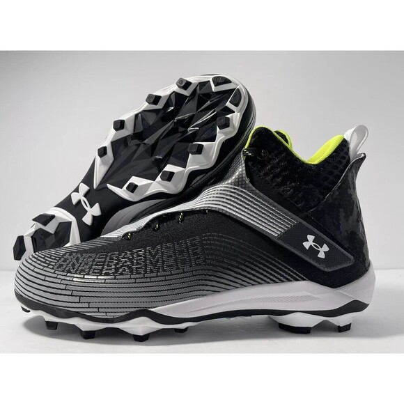Under Armour MC Highlight Clone Men\'s Football Cleats - Black/White/Volt Size 12